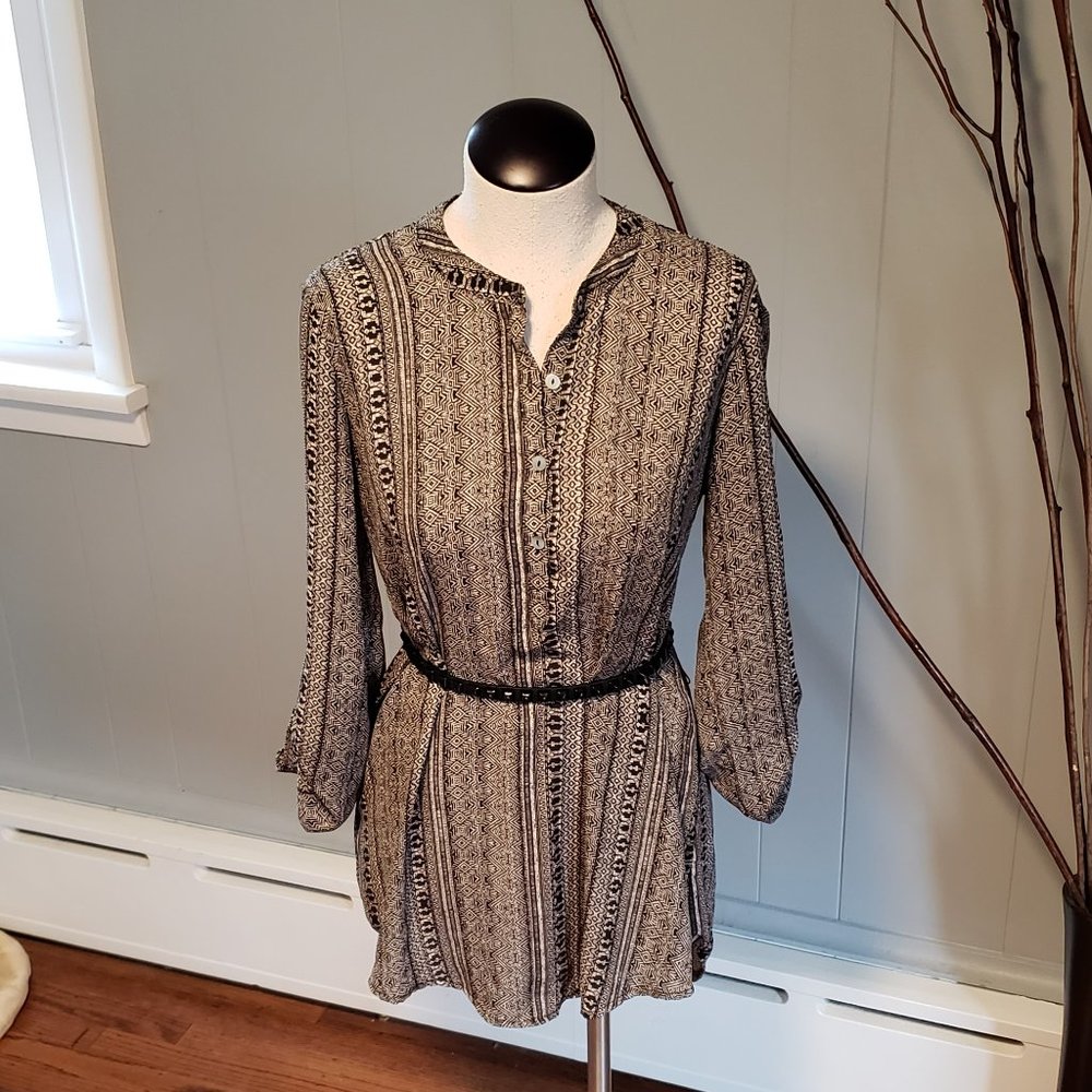 Aztec print button down tunic